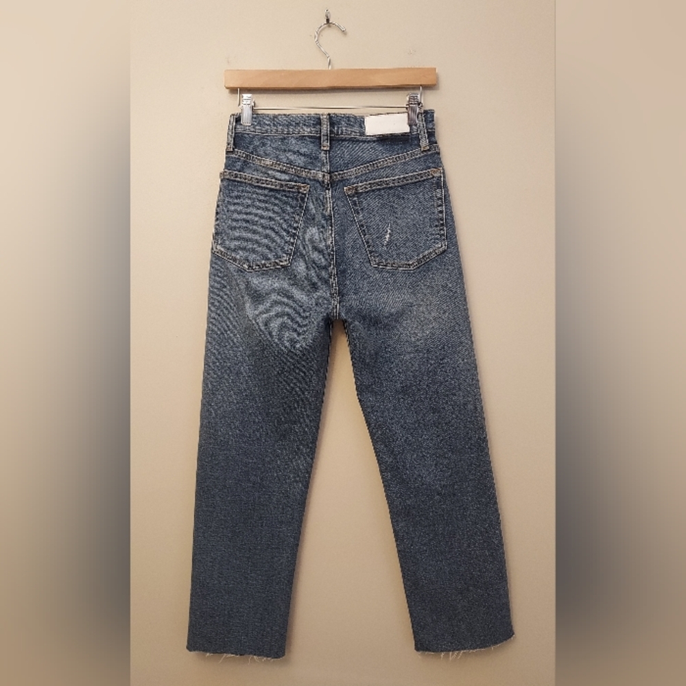 Re/Done Blue Denim Distressed Jeans Size 27 Button Fly Ankle - Picture 7 of 12